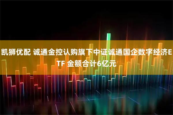 凯狮优配 诚通金控认购旗下中证诚通国企数字经济ETF 金额合计6亿元